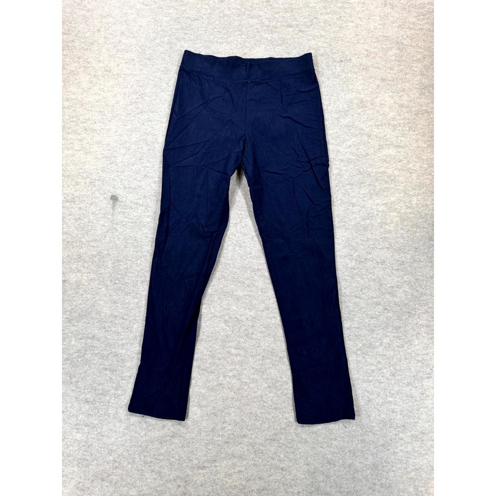 Fashion Of New York Skinny Pants Women Medium Navy Blue Rayon Stretch Flat Front